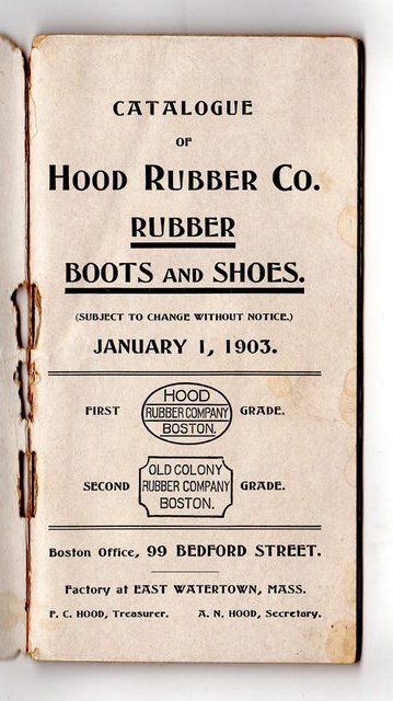 The Hood Rubber Co. catalogue of January 1903, its mark an oval stamp reading Hood Rubber Company, Boston