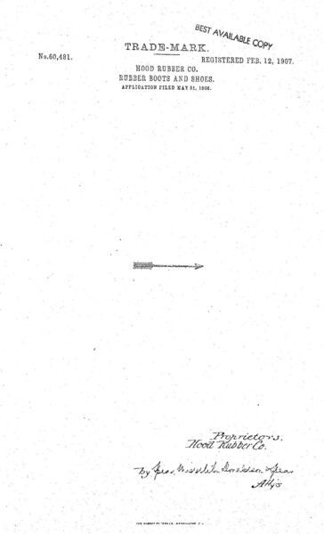 The Hood arrow, registered — Hood Rubber Company archive
