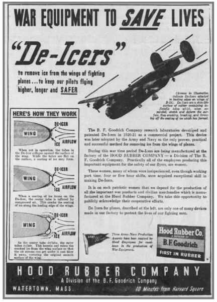 'De-Icers': war equipment to save lives — Hood Rubber Company archive