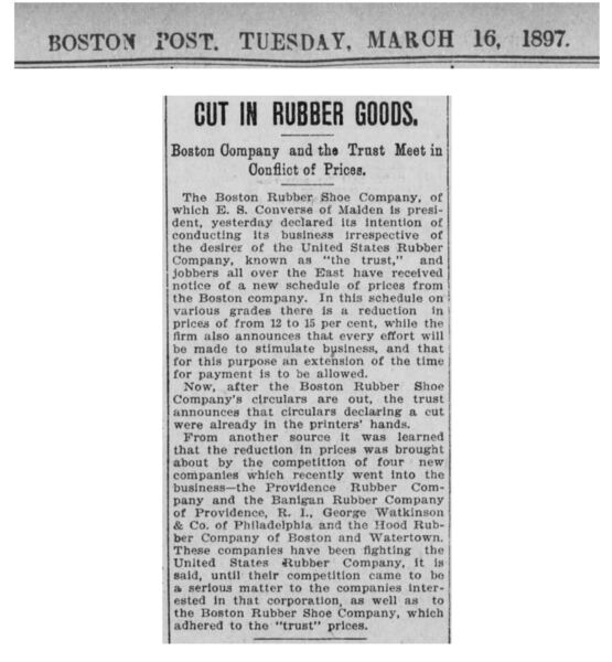 'Cut in Rubber Goods', Boston Post — Hood Rubber Company archive