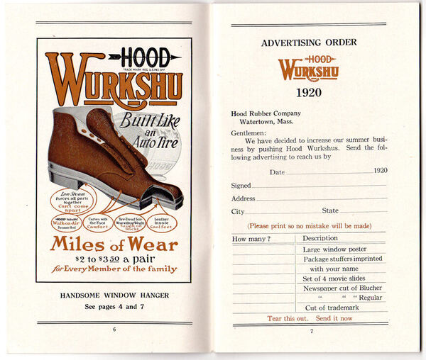 Wurkshu advertising order form — Hood Rubber Company archive