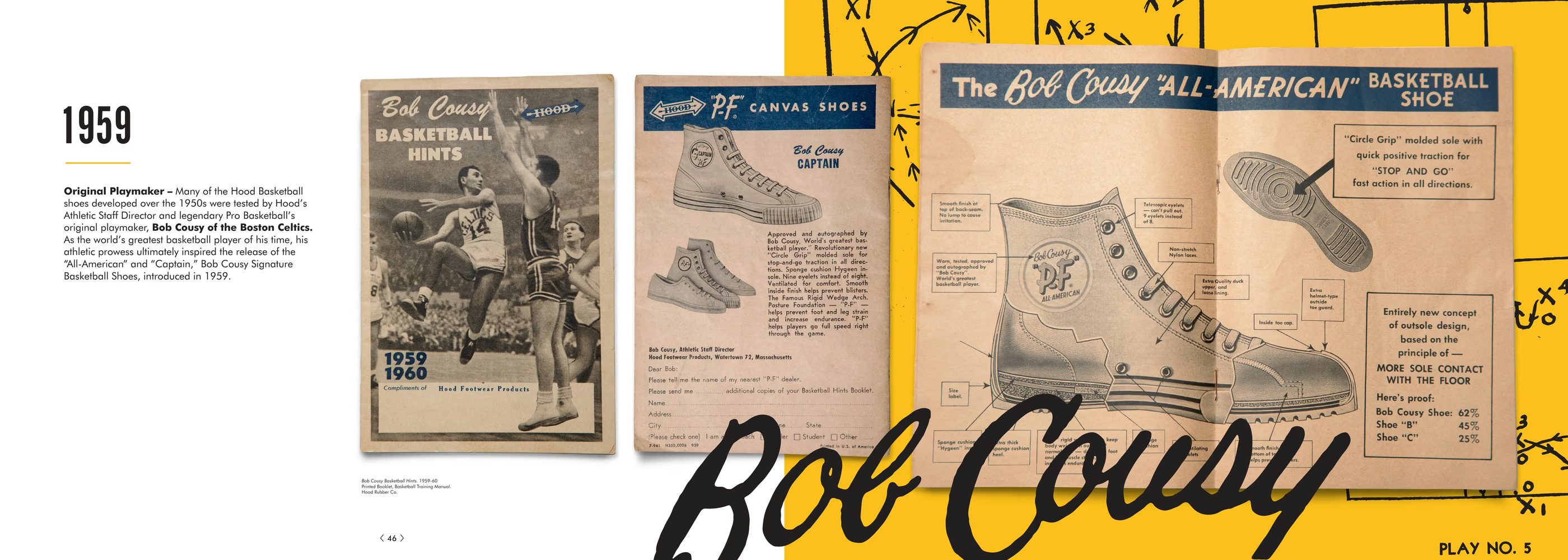 Bob Cousy All-American basketball shoe catalogues and packaging