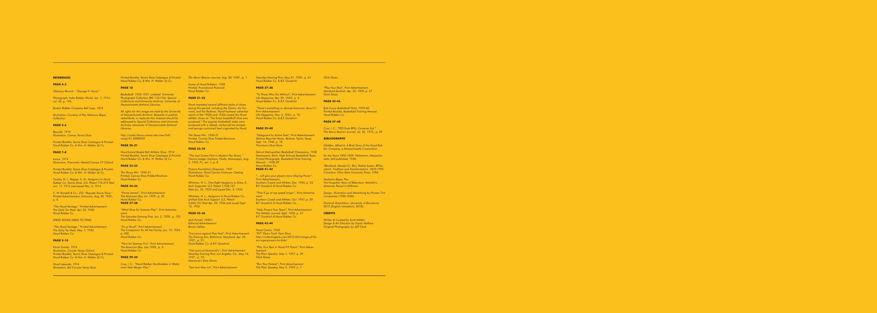 The book’s closing page of notes and credits on chrome yellow